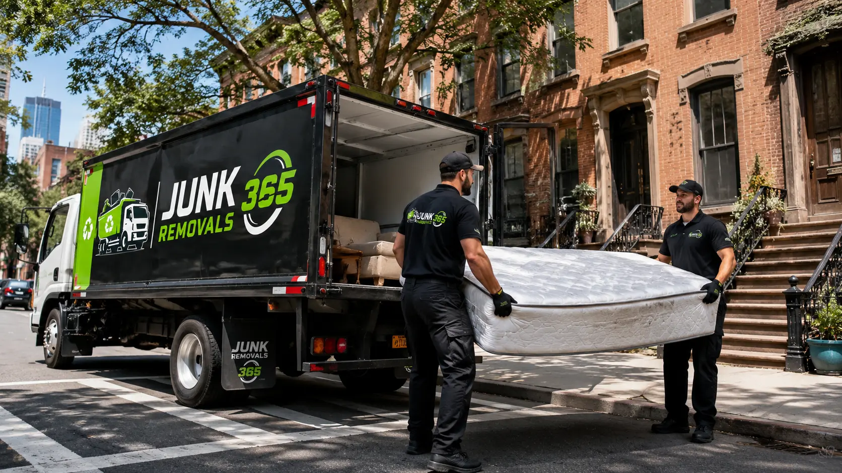 Mattress removal during a home cleanout in the United States