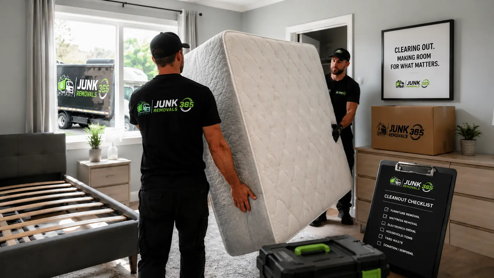 Mattress removal during a home cleanout for national residential disposal needs