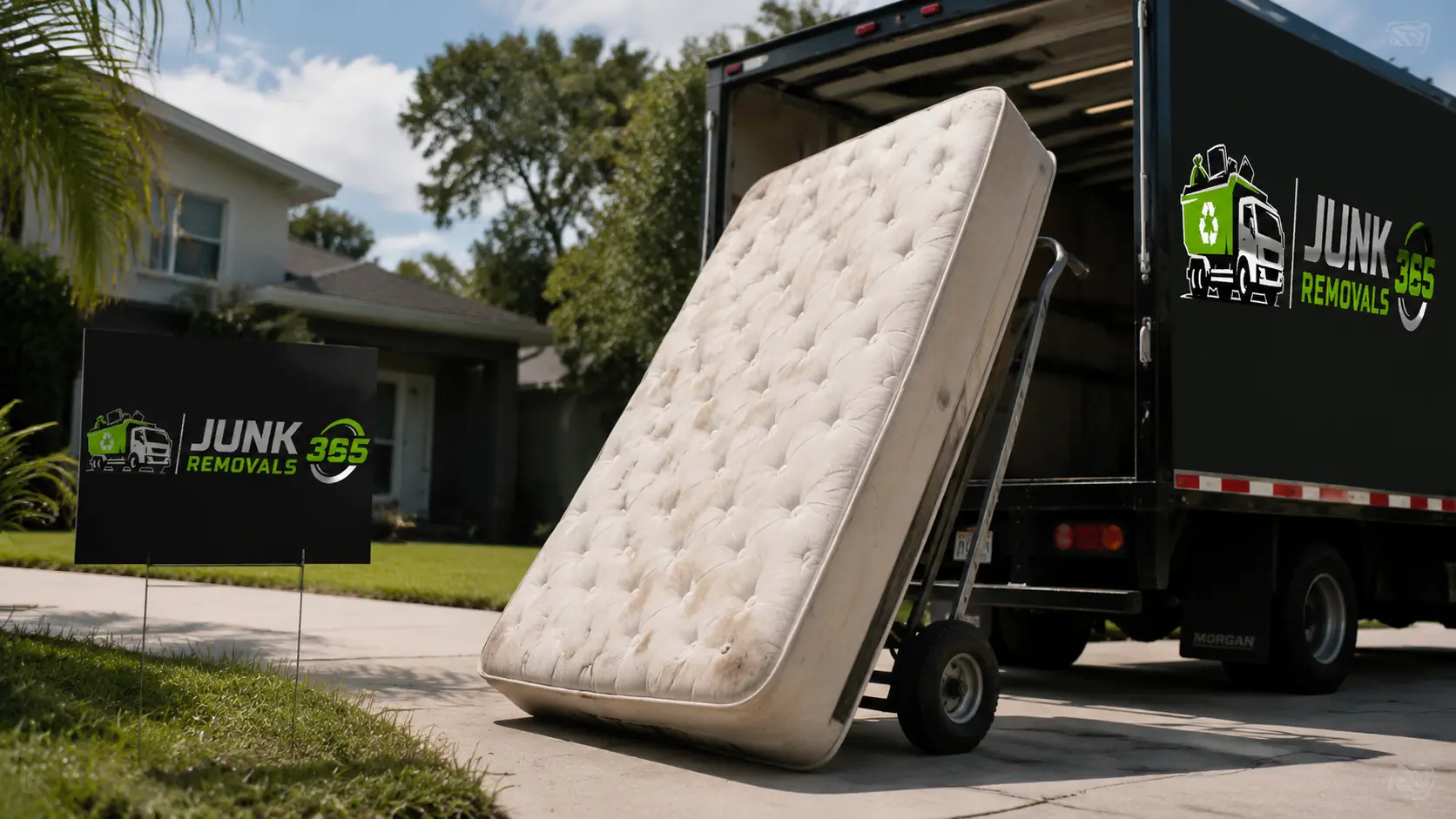 Mattress removal from a National rental property bedroom cleanout