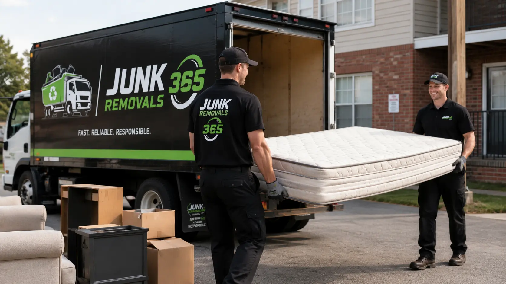 Mattress removal from a bedroom during a national home cleanout