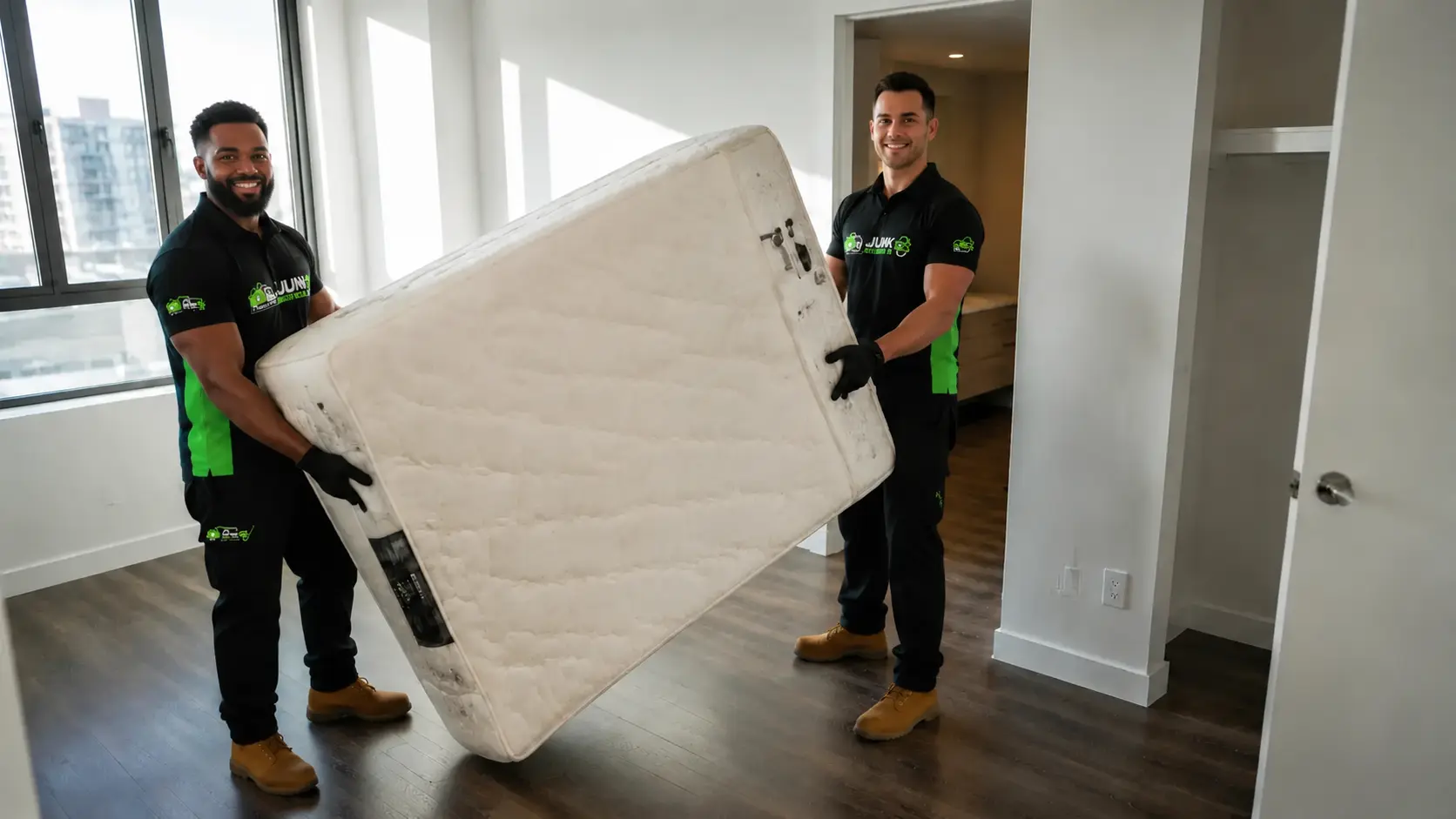 Mattress removal from an apartment bedroom in a national rental turnover