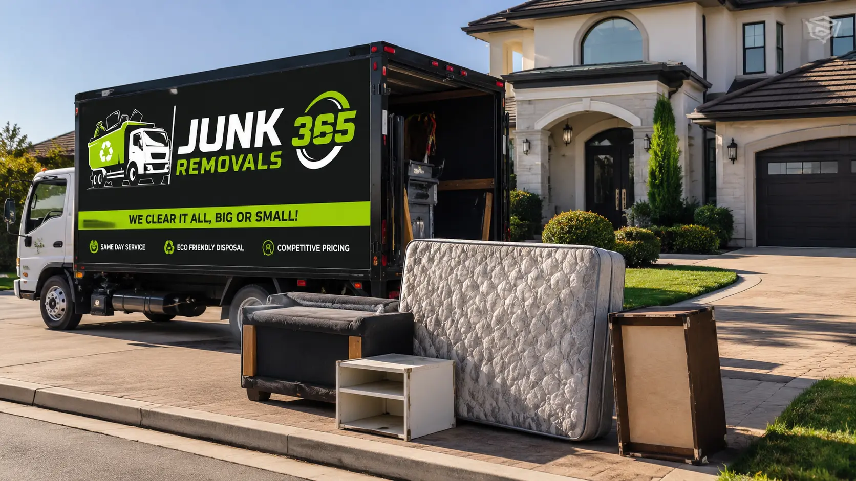 Old mattress and household items ready for same-day removal in a National service area