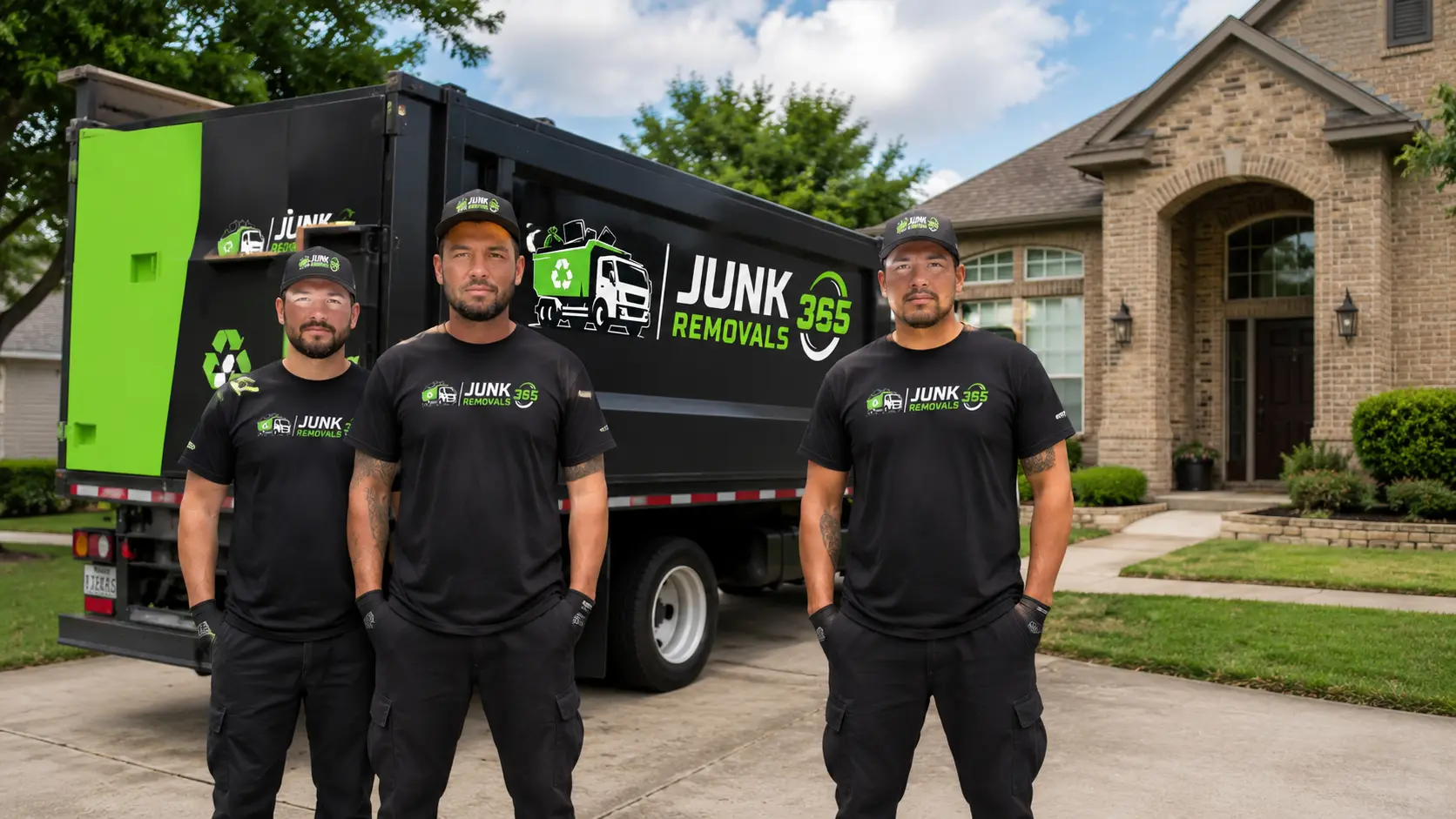 Mattress removal crew handling bulky bedding during a Dallas Texas cleanout