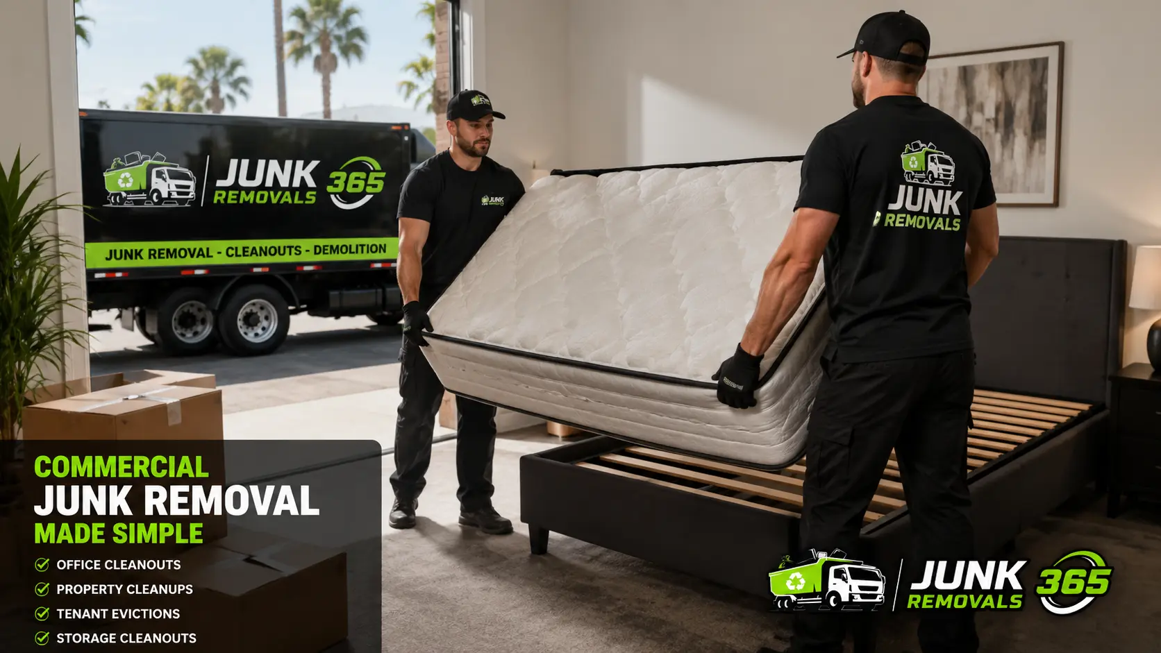 Mattress removal services during a bedroom cleanout in the United States
