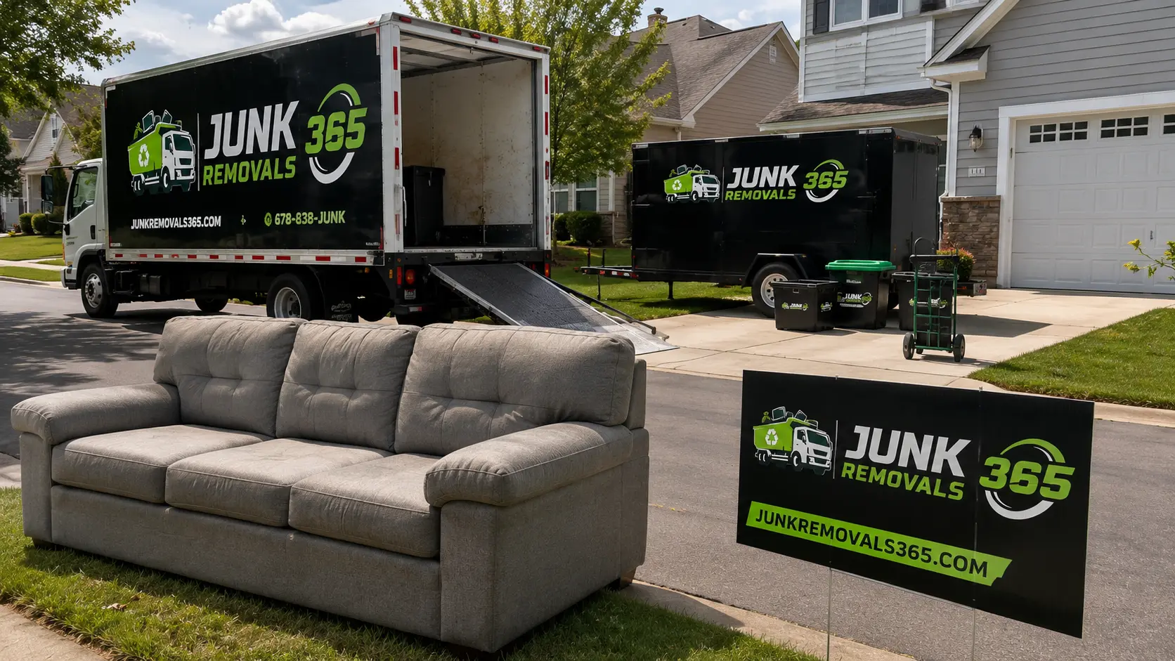 National couch removal during a living room cleanout