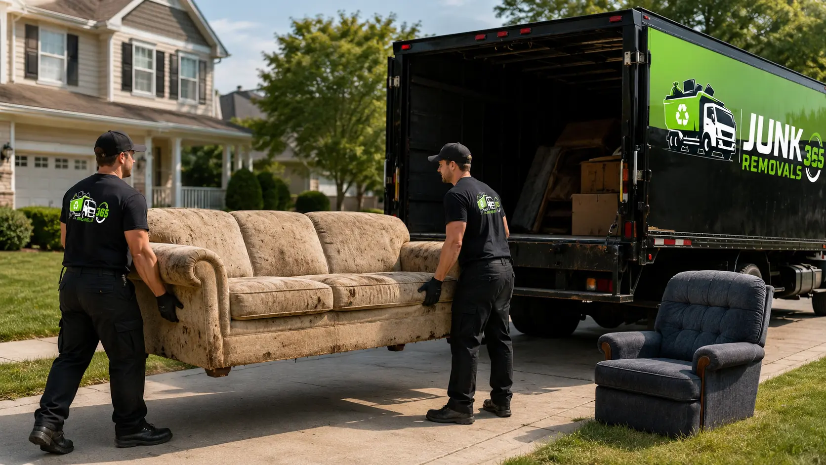 Old couch disposal service helping with furniture cleanout in the United States