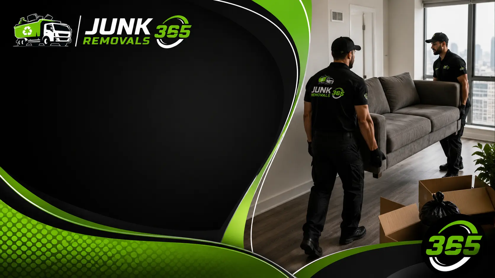 Professional couch removal from an apartment cleanout in the United States