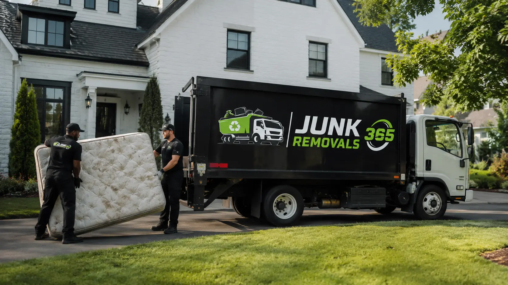 Old mattress removal during a residential cleanout in the United States
