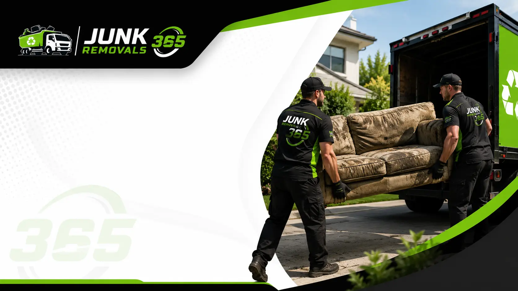 Old couch removal during a home cleanout across the United States