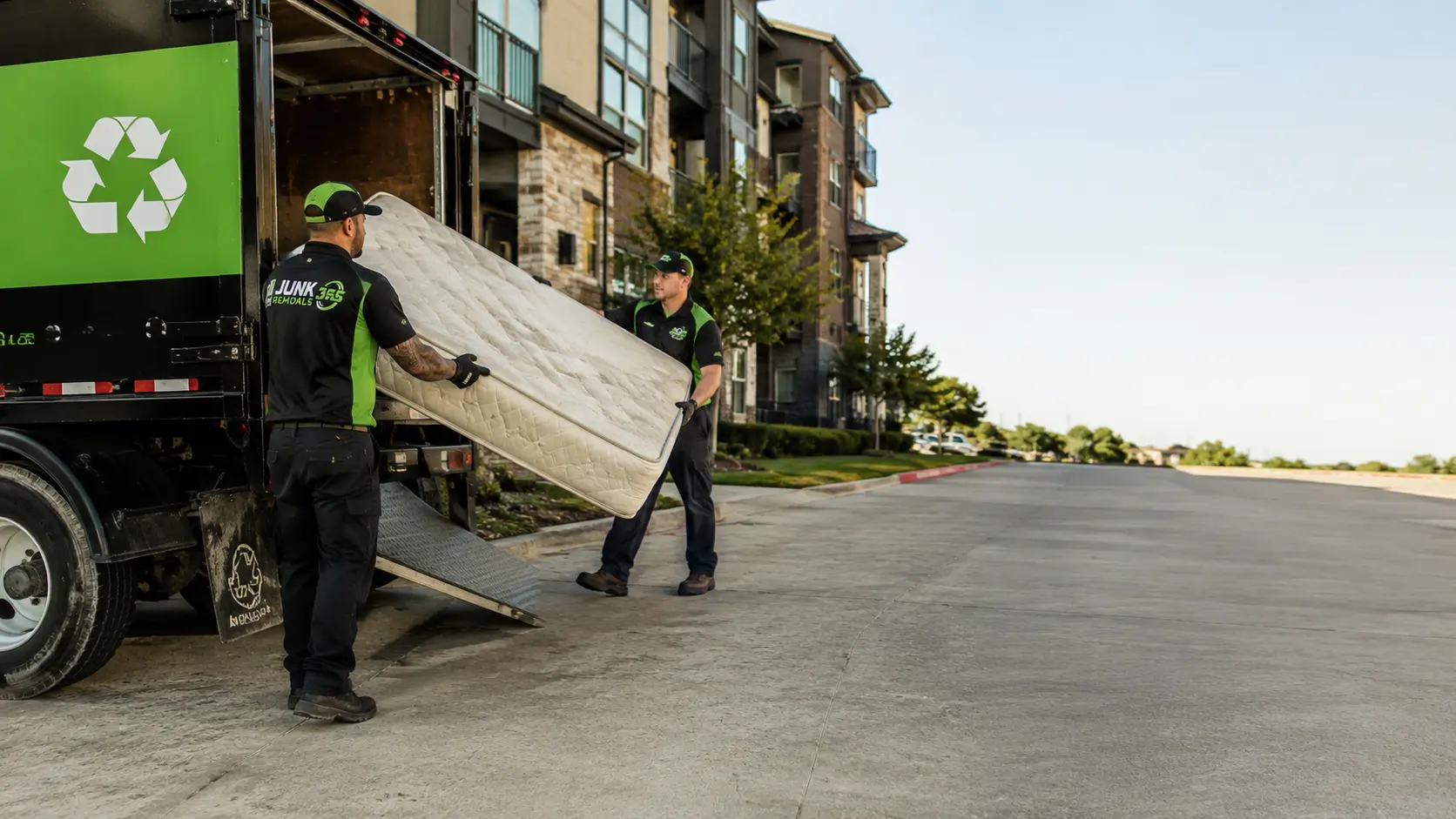 Mattress removal and recycling preparation at a Dallas Texas apartment