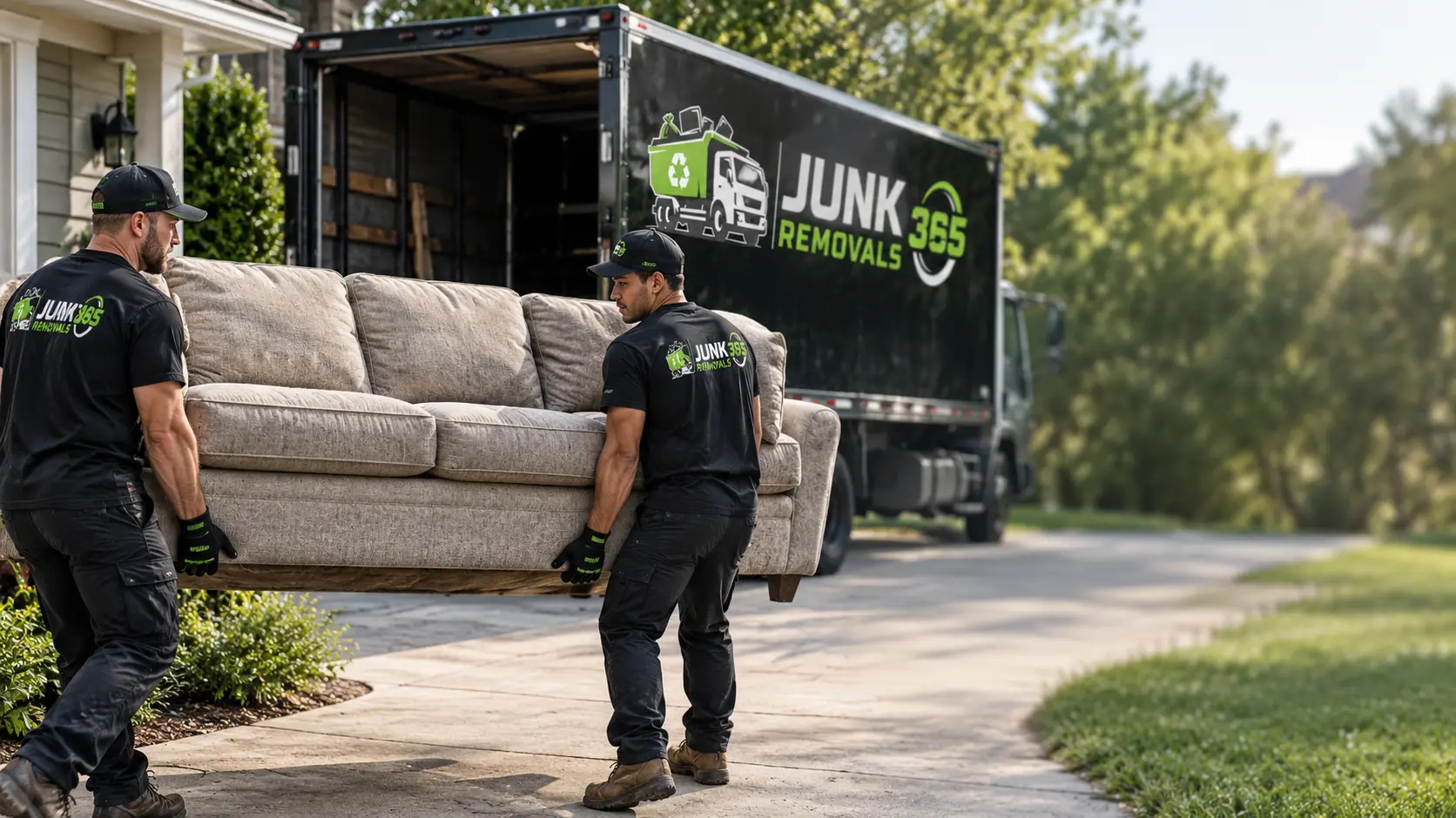 Sofa haul away preparation for a home cleanout in the United States
